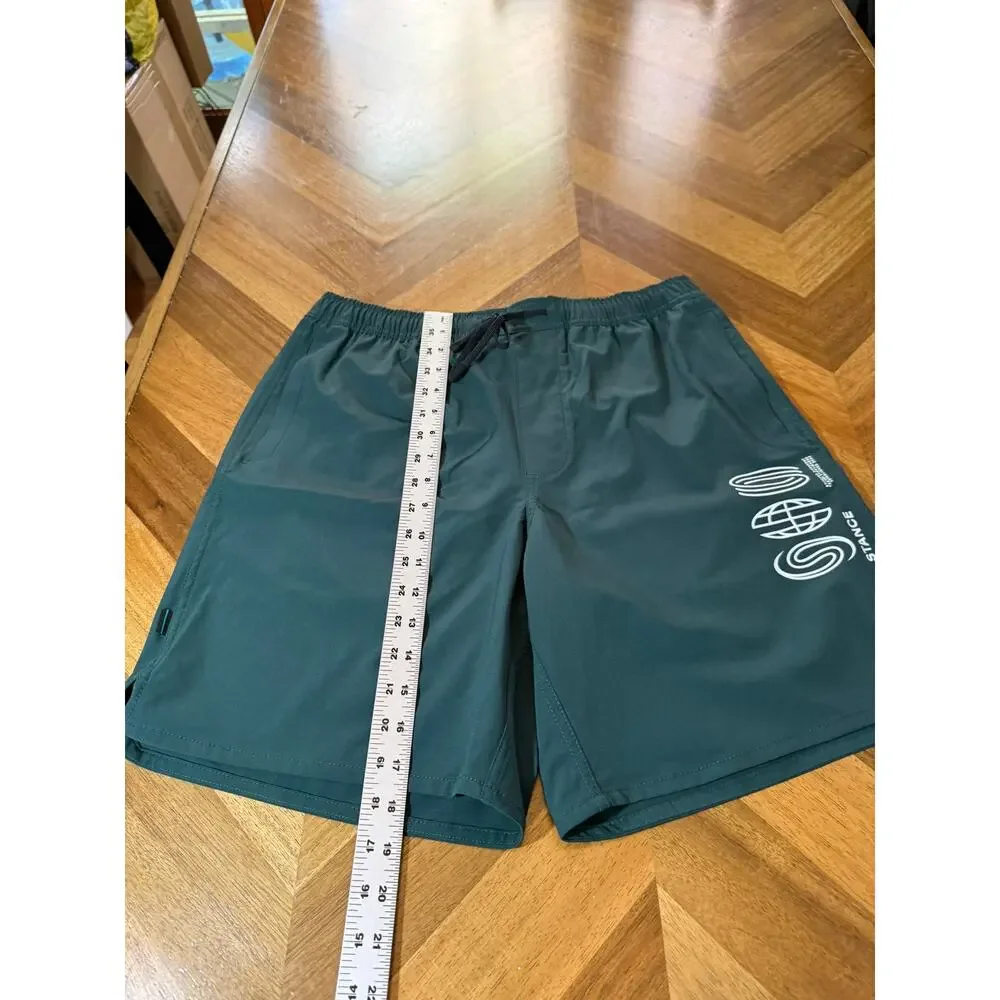Stance FreshTek Swim Trunks Shorts Green Men's Medium Elastic Waist Lined